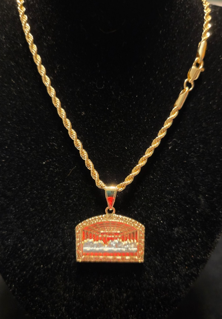 14k Yellow Gold Filled Rope Necklace with Last Supper Pendant