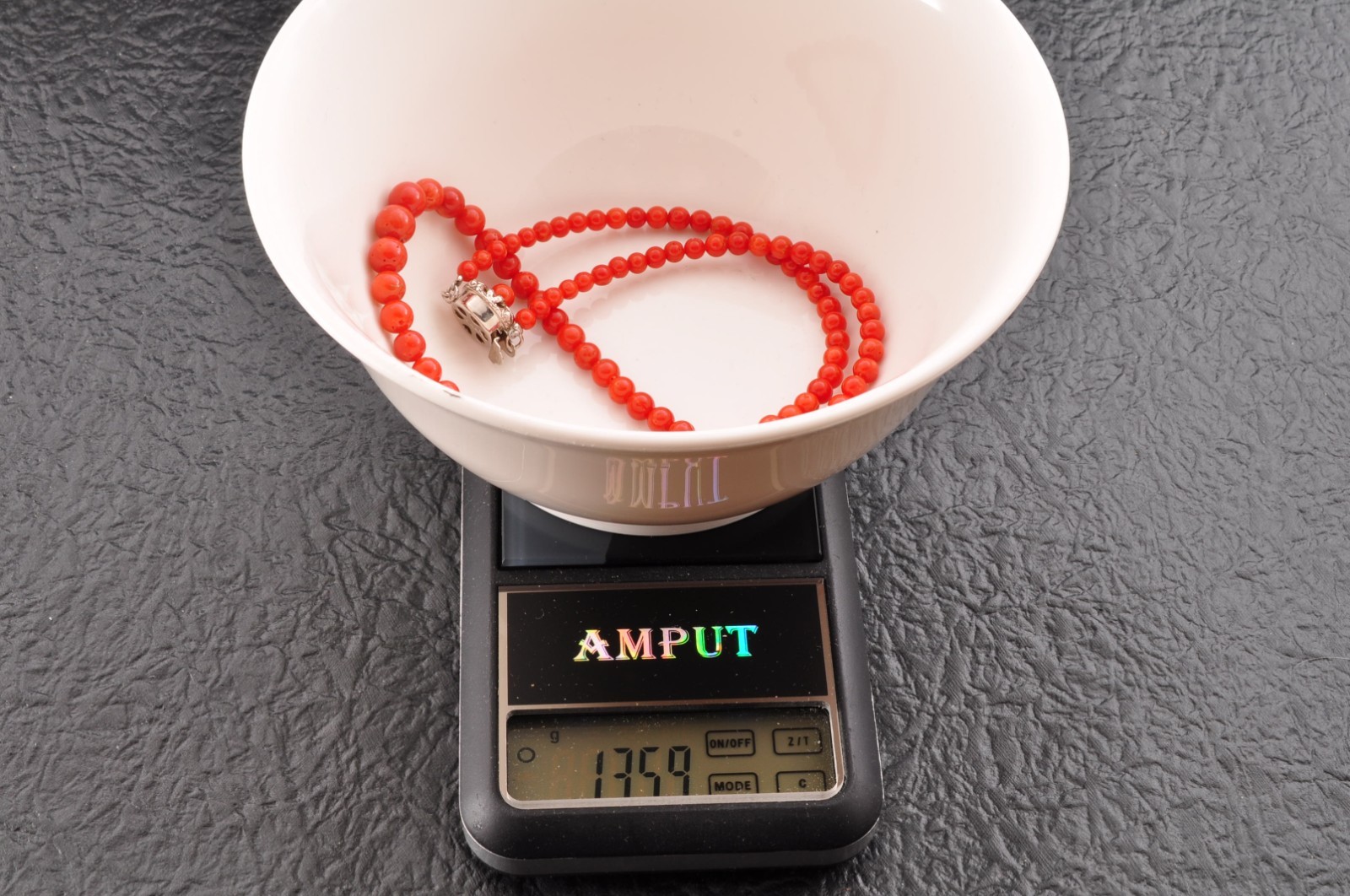 925 silver clasp, red coral undyed Rosary-style necklace (67.5ct) Certification.