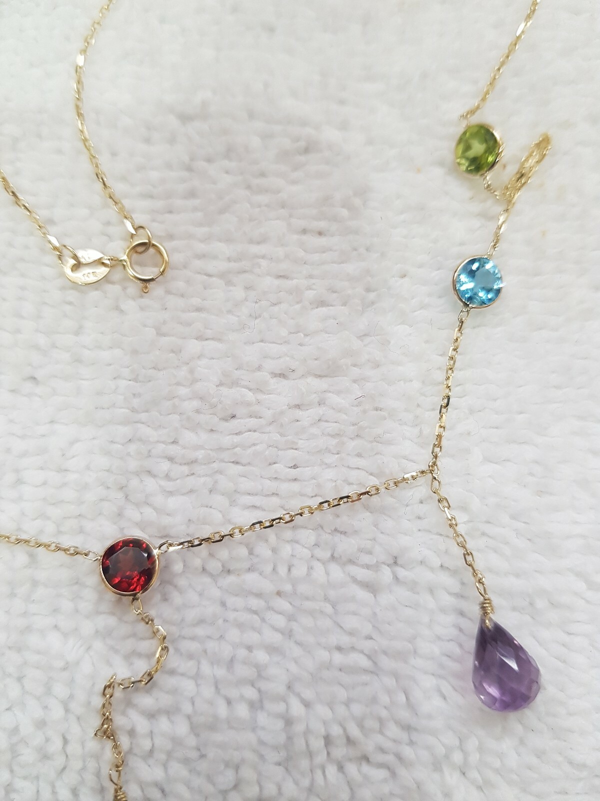 14k Yellow Gold Necklace With Multycolor Stones