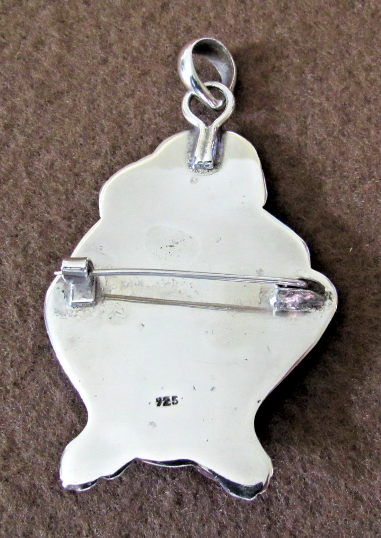 Sterling Silver 925 Monkey Pendant Banded Black Agate 34.7 Gram Polished Jewelry