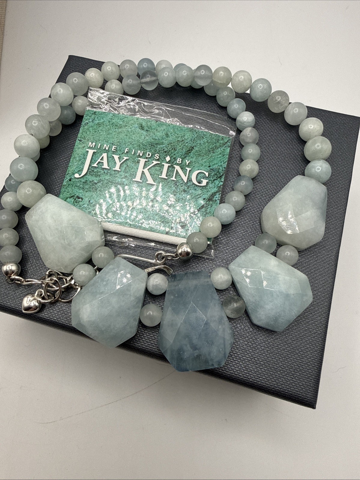 Jay King Natural Blue Aquamarine Sterling Silver Necklace 18-21”