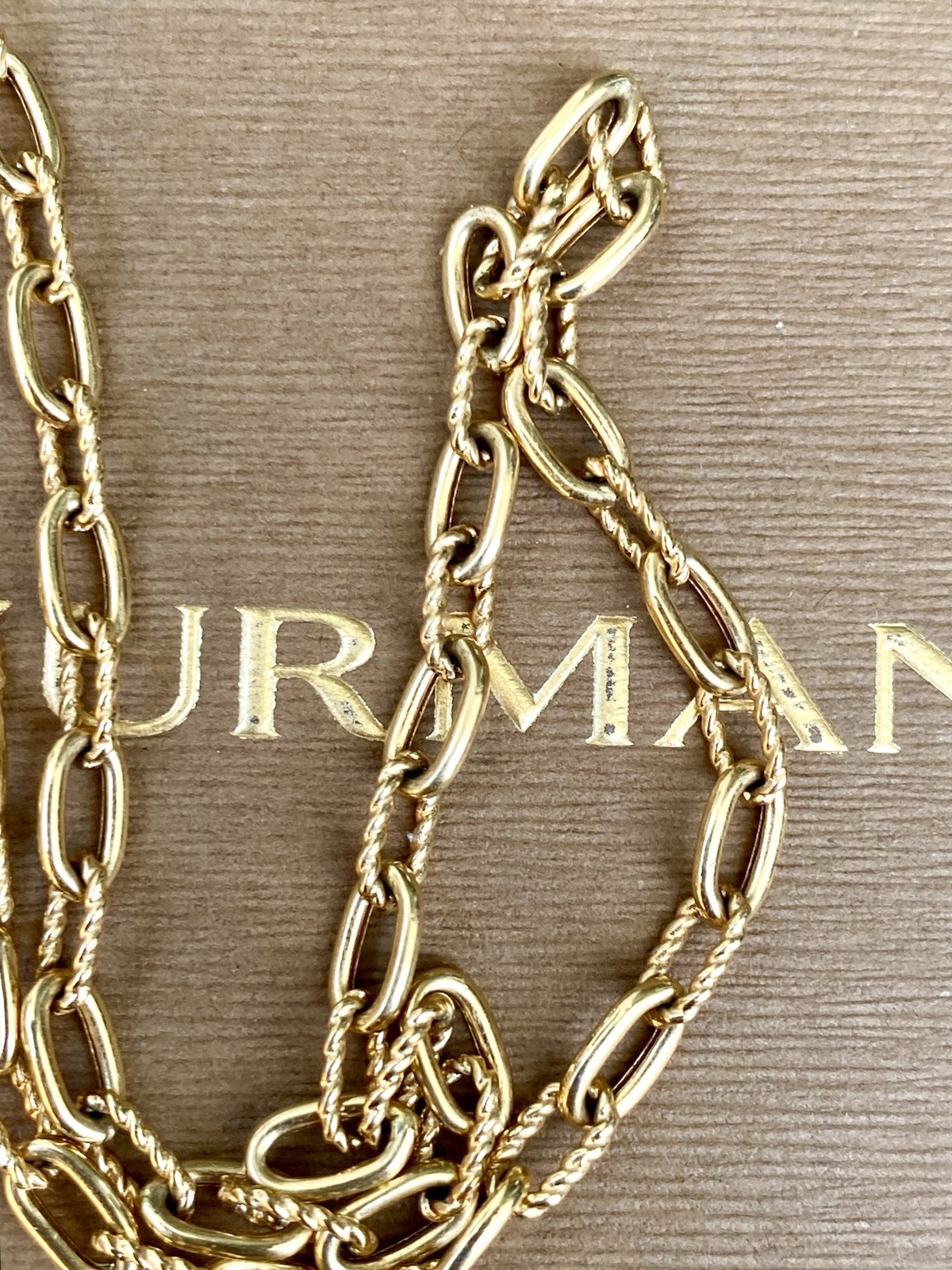 David Yurman 18K Gold Madison Necklace 3mm 18” Excellent $3950+