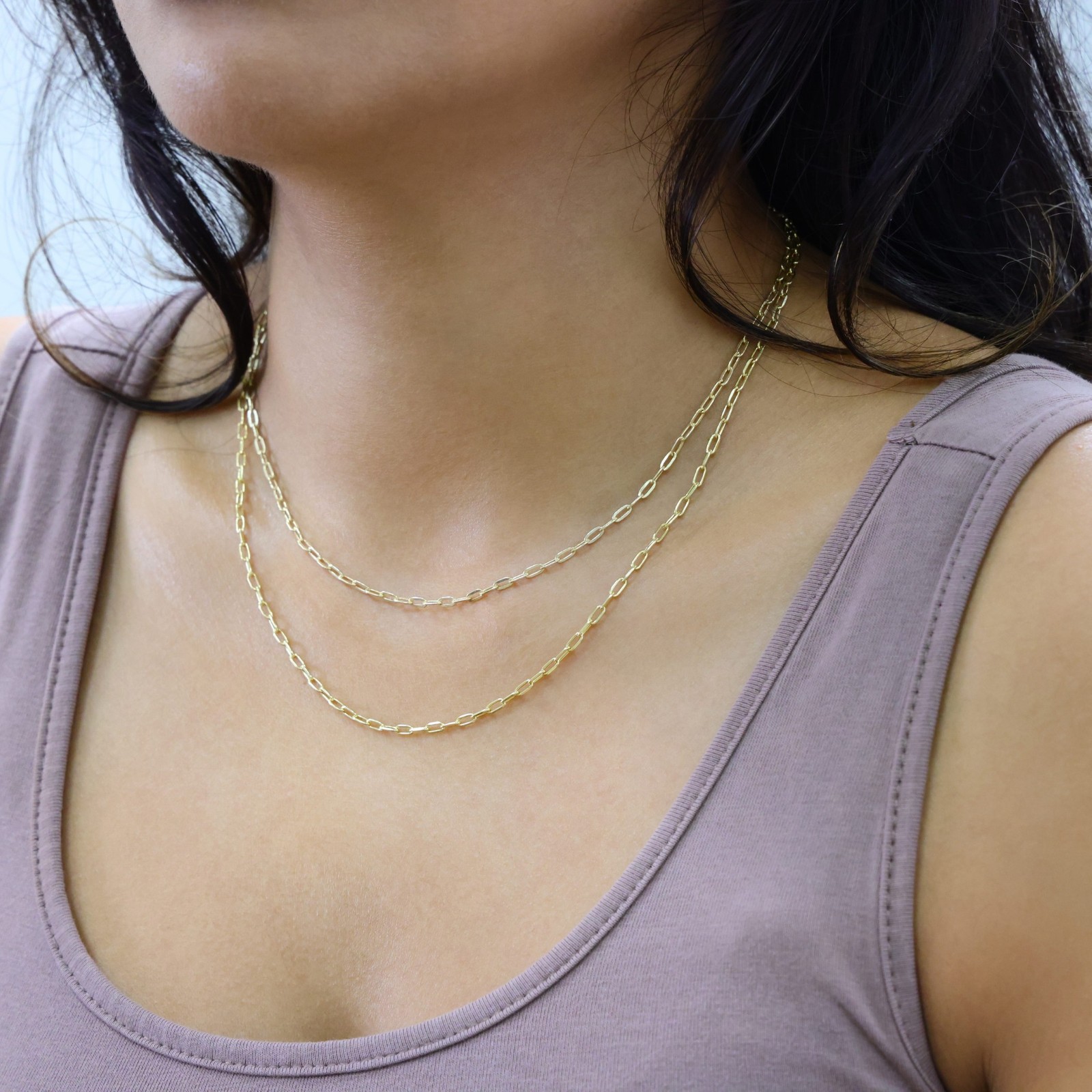 14k Yellow Gold 2mm Paperclip Chain Dainty Link Necklace Womens Mens 16″- 24″