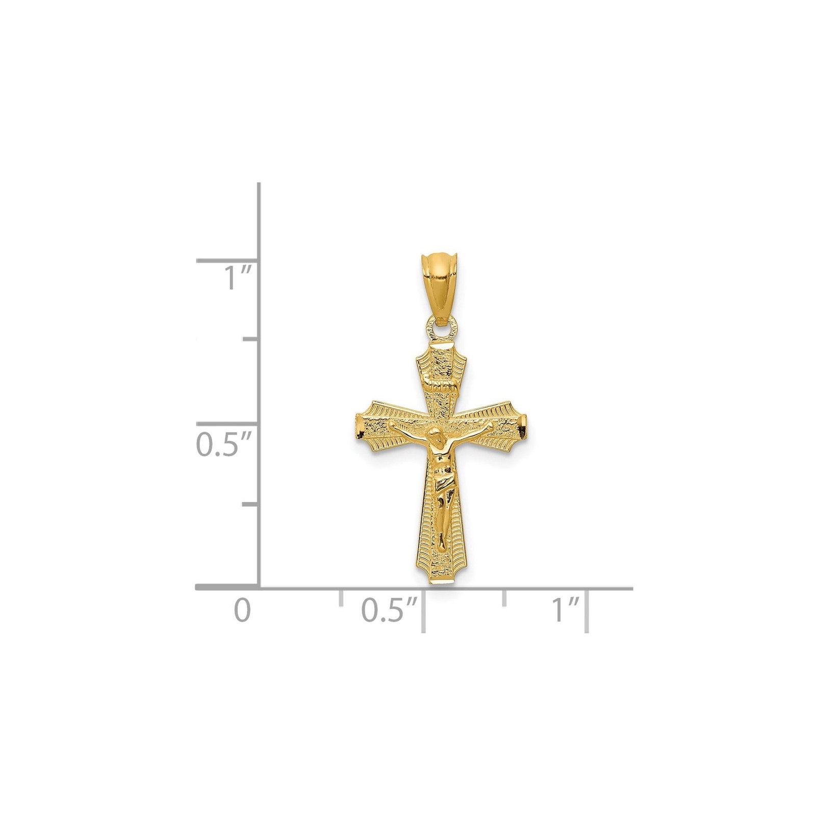 14k Real Gold Crucifix Cross Pendant Necklace for Men Women Catholic Charm