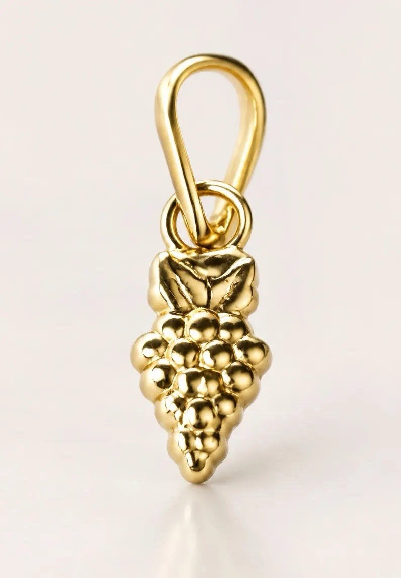 18K Solid Gold Grape Cluster pendant | Charm For Her | Necklace Not Included