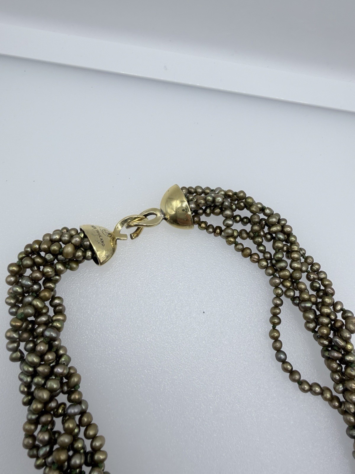 Sterling Silver Thailand Multi Strand Freshwater Peacock Pearl Necklace 42.45g