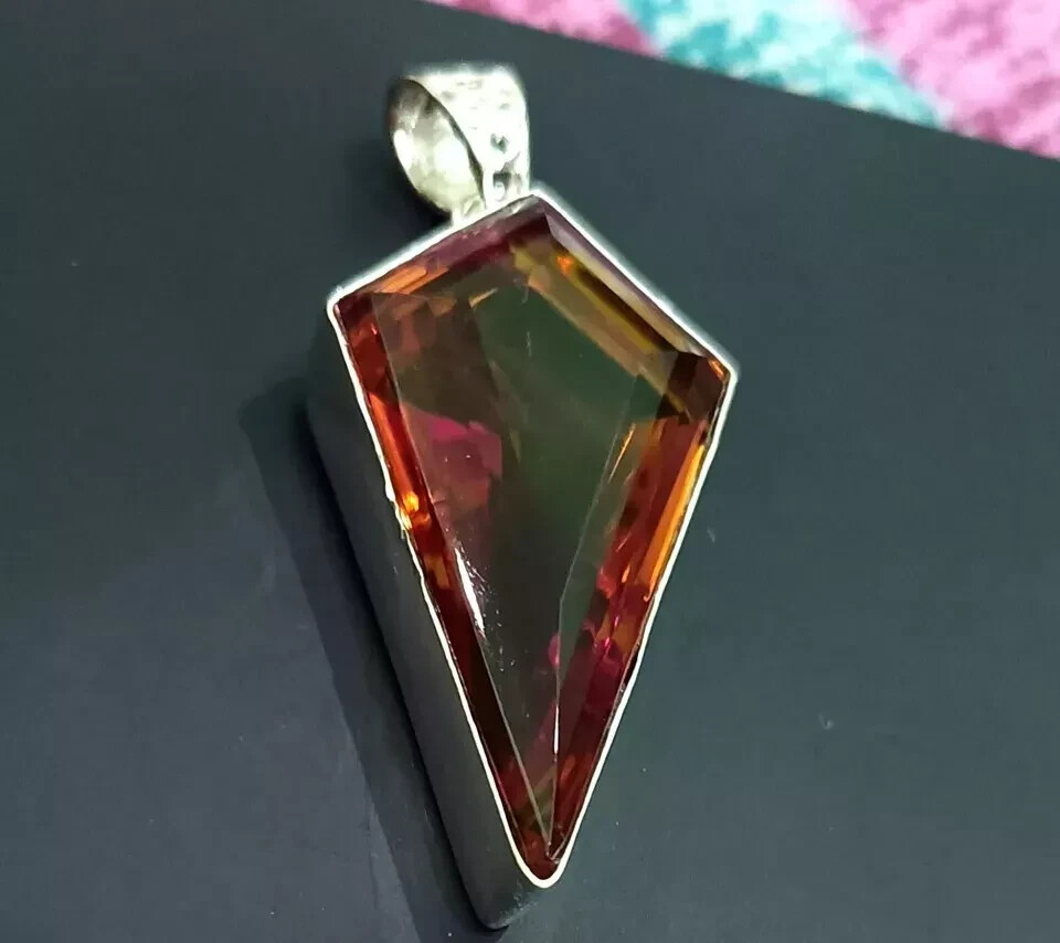 80 CT+ Certified Fancy Cut Natural Zultanite 7 Color Pendant 925 Silver Jewelry