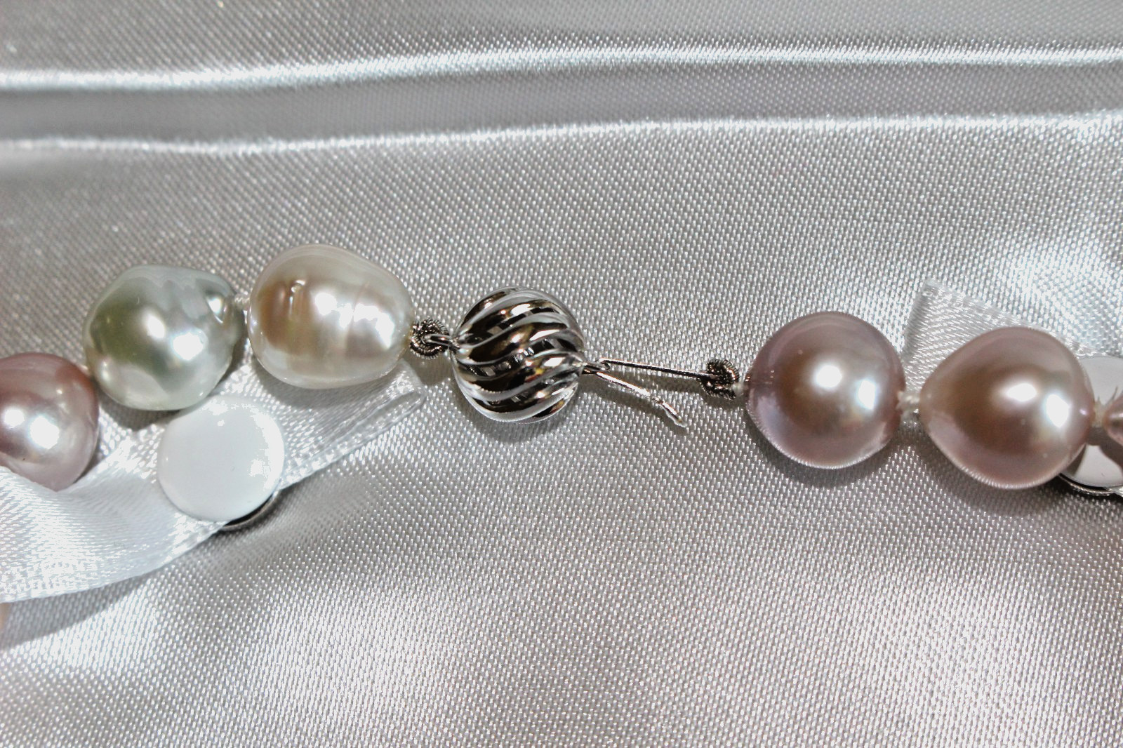 10-13mm Multi-Color Cultured Rare KASUMIGA PEARL 14K White Gold 20″ Necklace
