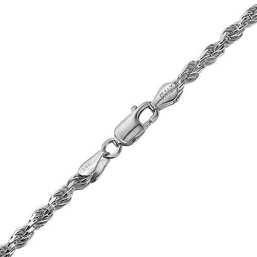 3mm Sterling Silver D/C Rope Chain Necklaces Bracelets Handmade Italy 7 to 30 in