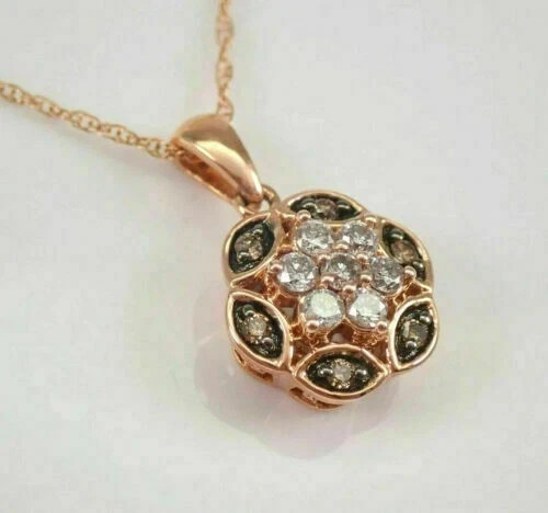 3Ct Round Cut Lab Created Diamond Womens Pendant 14k Two Tone Gold Plated Silver