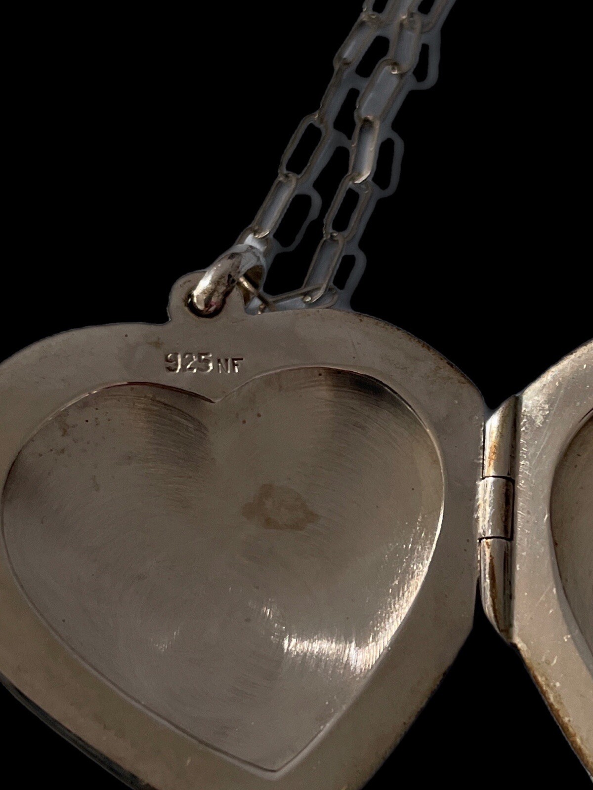 925 Sterling Silver Heart Locket And Chain Necklace Photo Pendant Etched 16”