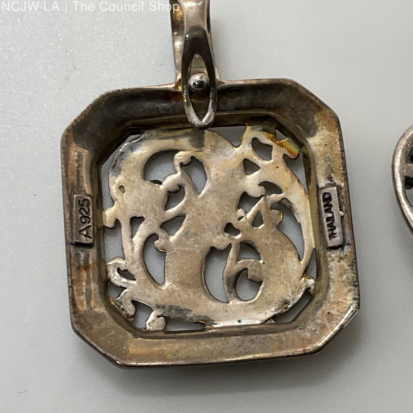 Set of 2 VTG. Sterling Silver Marcasite Rhinestone Art Deco Pendants- 14.20g
