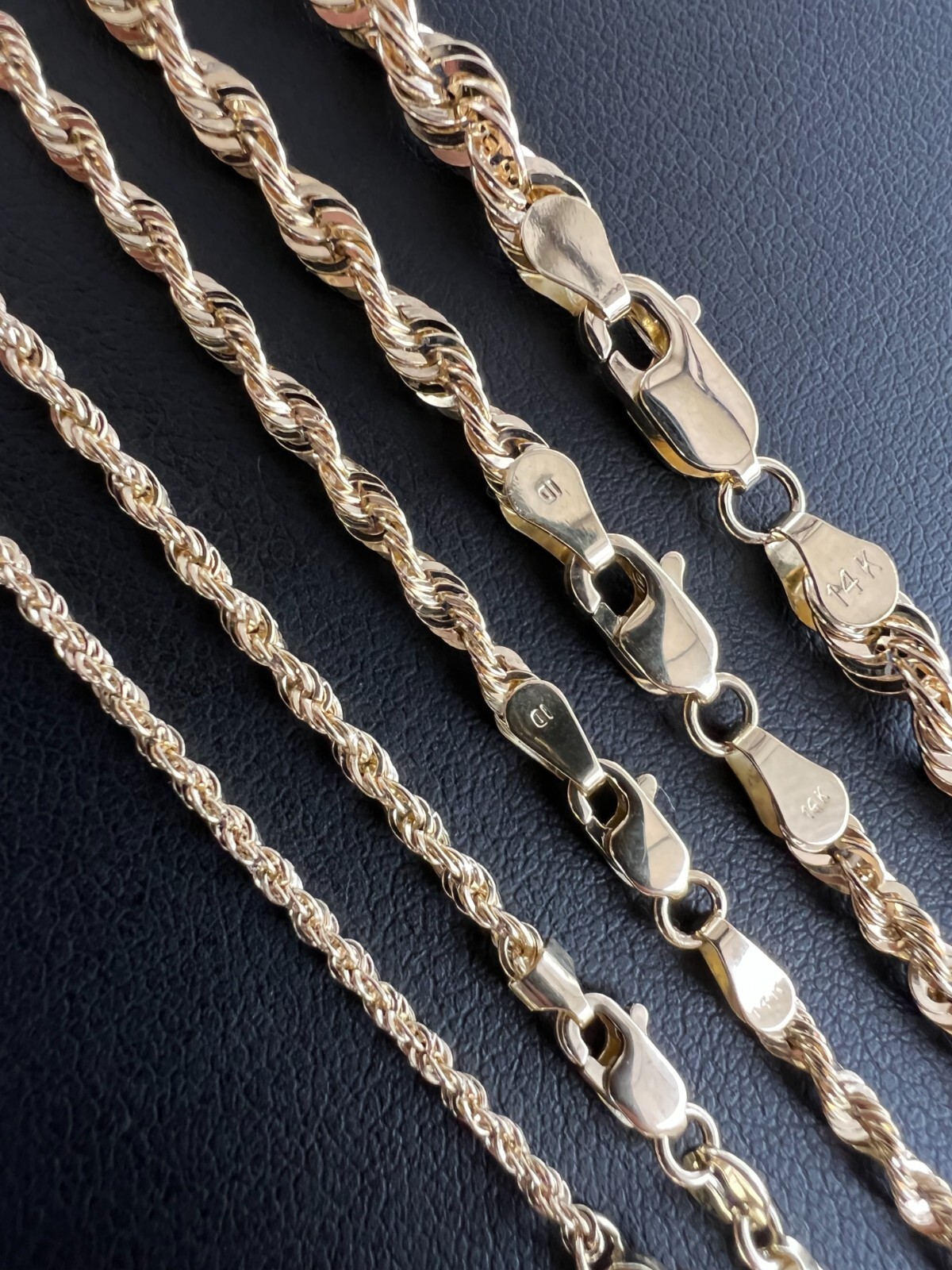 Men’s Women’s Real 14k Yellow Gold Hollow Rope Chain Necklace 1.5mm-4.5mm 16-30″