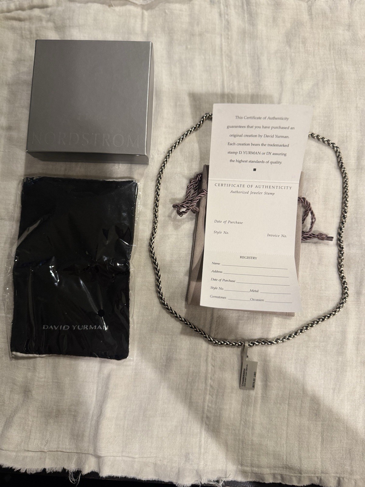 David Yurman Signed 925 Sterling Silver Cable Chain Necklace 24in CH0466MSS24