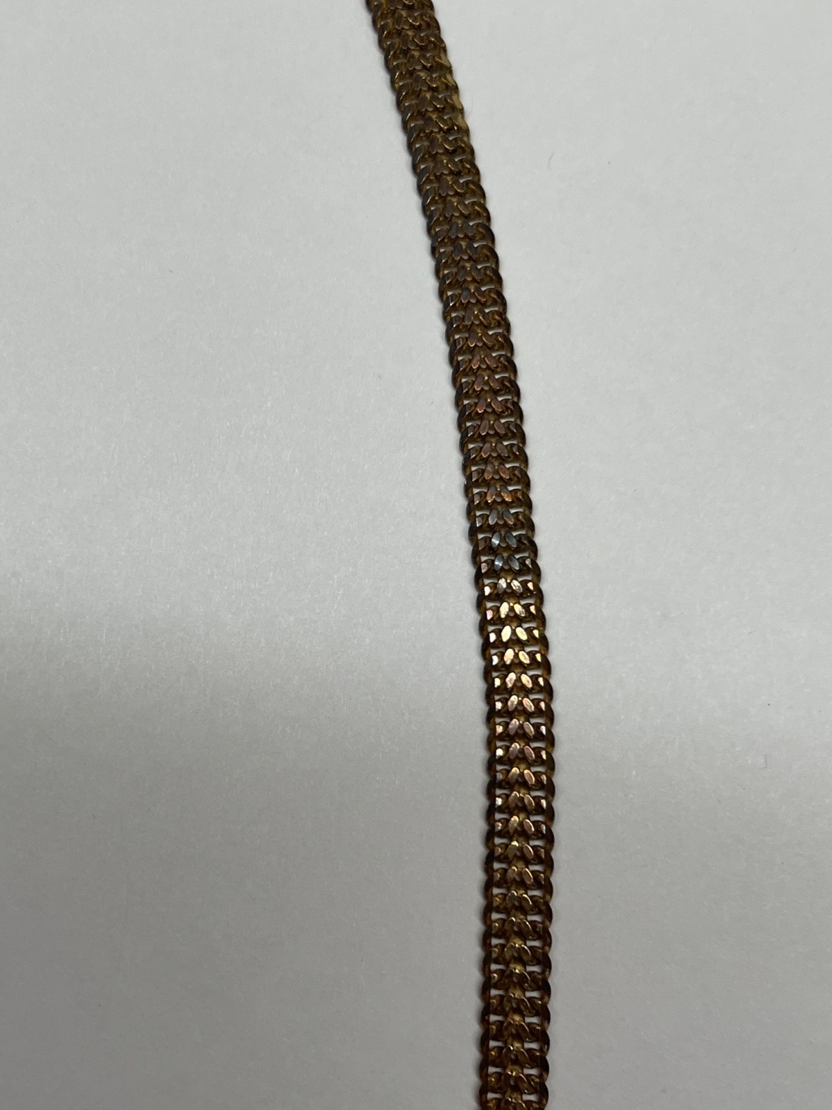 Italy 925 Sterling Gold Wash 5mm Wide Flat Mesh Chain Necklace 23.5” 24.5g