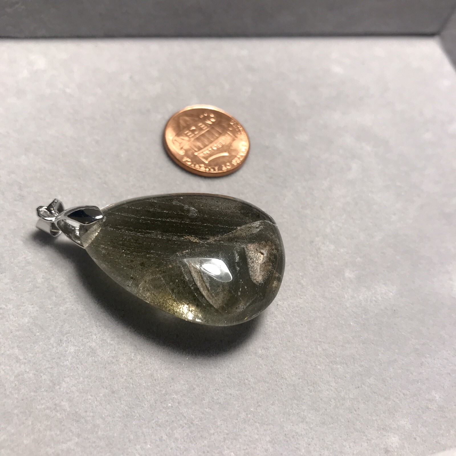 US SELLER Natural Green Phantom Quartz Pendant Teardrop Brazil Crystal