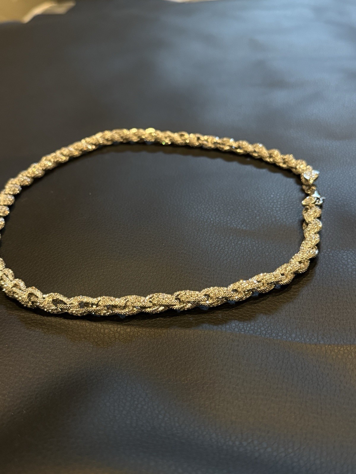 Italian Silver Rope Chain 24-inch Iced Out Moissanite Tennis Necklace