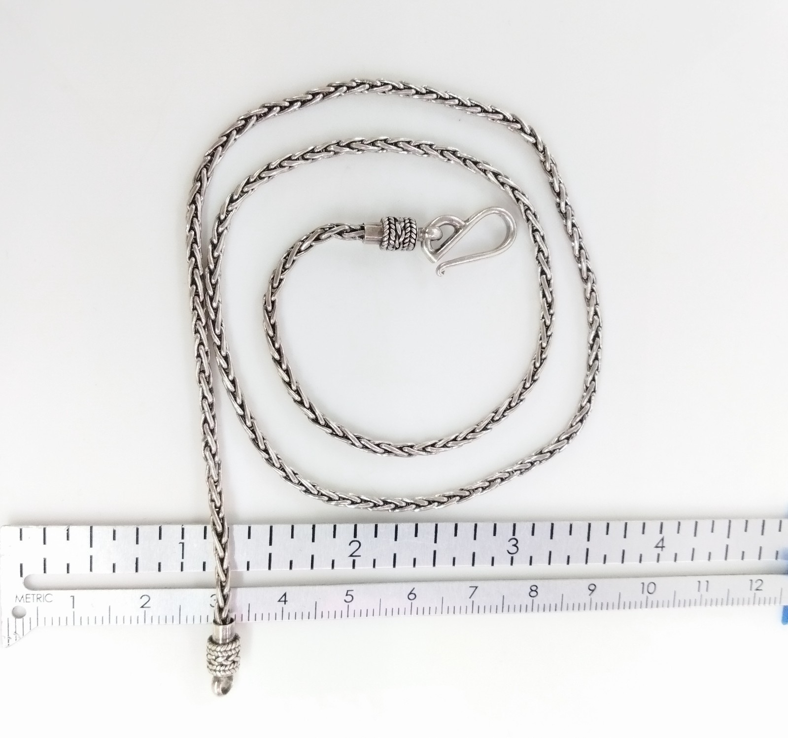 BA Suarti Sterling Silver 2.5mm Foxtail Spiga Wheat Hook Chain Necklace 18″ FZZ
