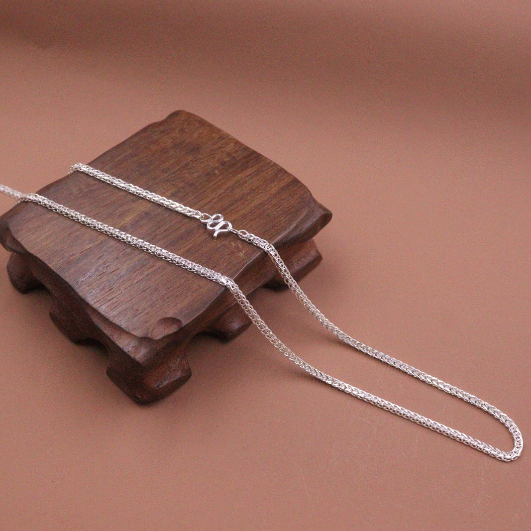 Pure Silver 999 Chain 2mm Width Wheat Link 20inch Sweater Necklace Stamp 足银999