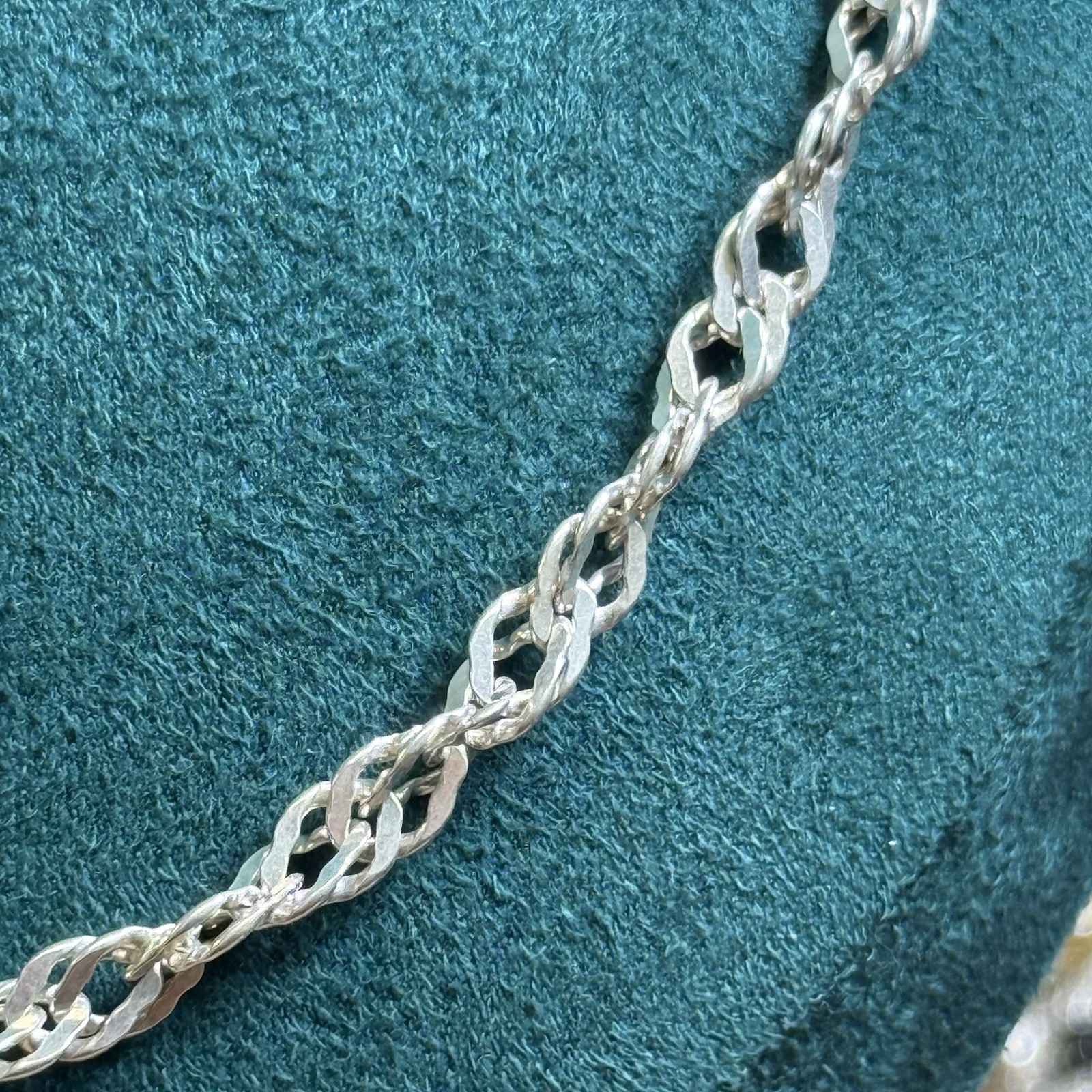Italian 925 Sterling Silver Singapore Link Chain Necklace 23.5” 4mm