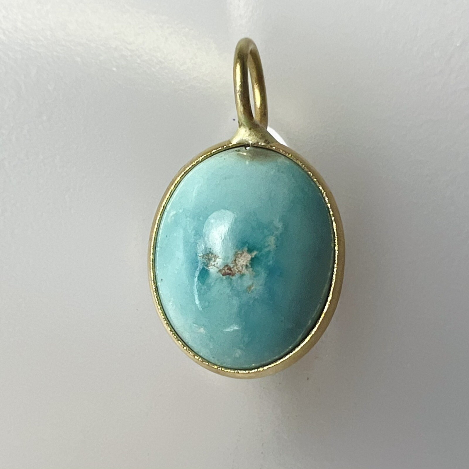 14K Yellow Gold Turquoise Pendant Charm 15×8.5mm