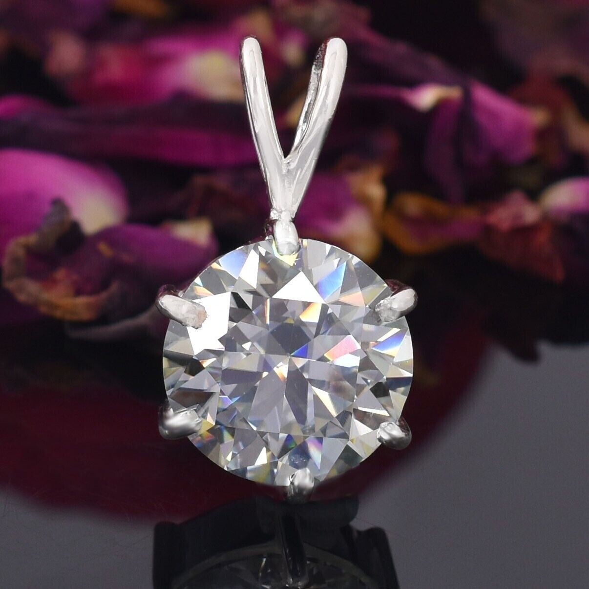 RARE 11.50Ct Certified Off White Treated Diamond Solitaire Pendant in 925 Silver