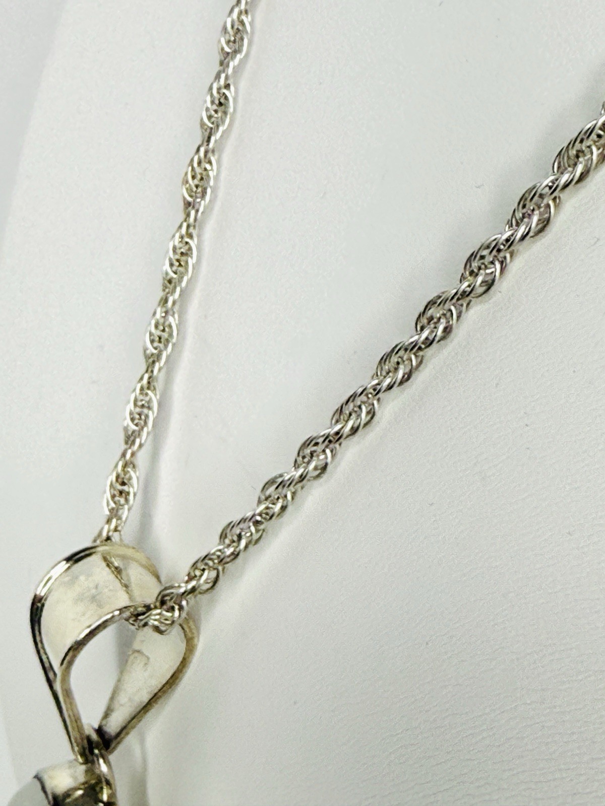 925 Sterling Silver Necklace w/ Rainbow Moonstone, Blue Topaz, Pearl Pendant 36g