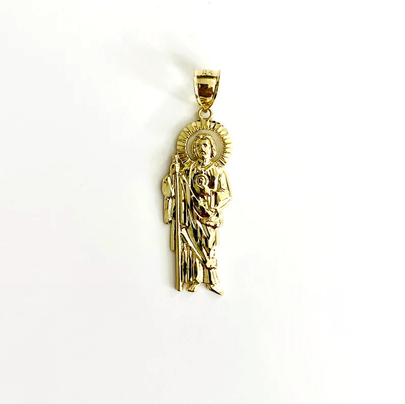 10K Real Solid Gold 2.25″ Saint Jude Thaddeus Pendant/ San Judas Oro Real- G114