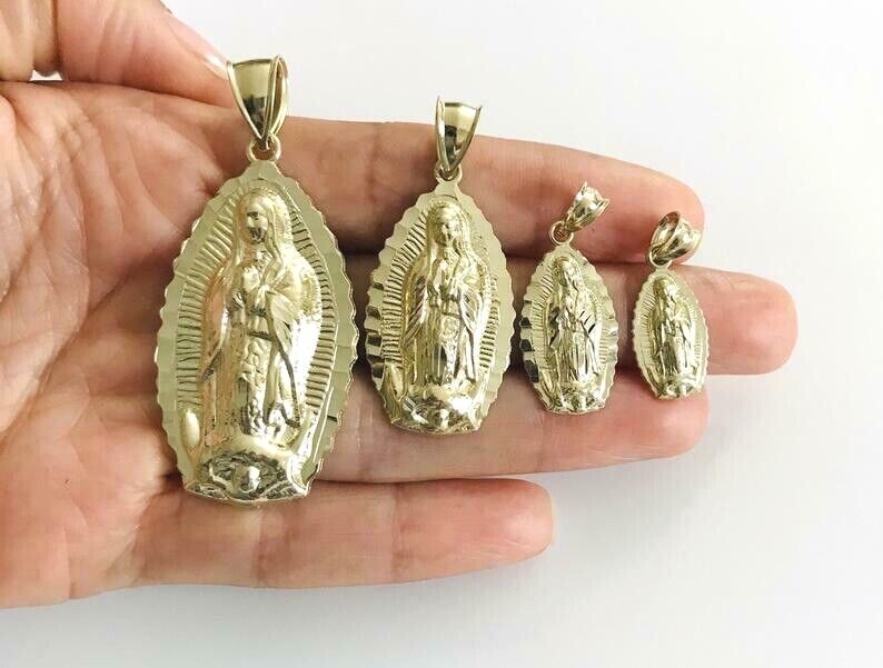 10K Solid Gold Virgen of Guadalupe Pendant, 10K Gold Virgen Mary Pendant- GP79