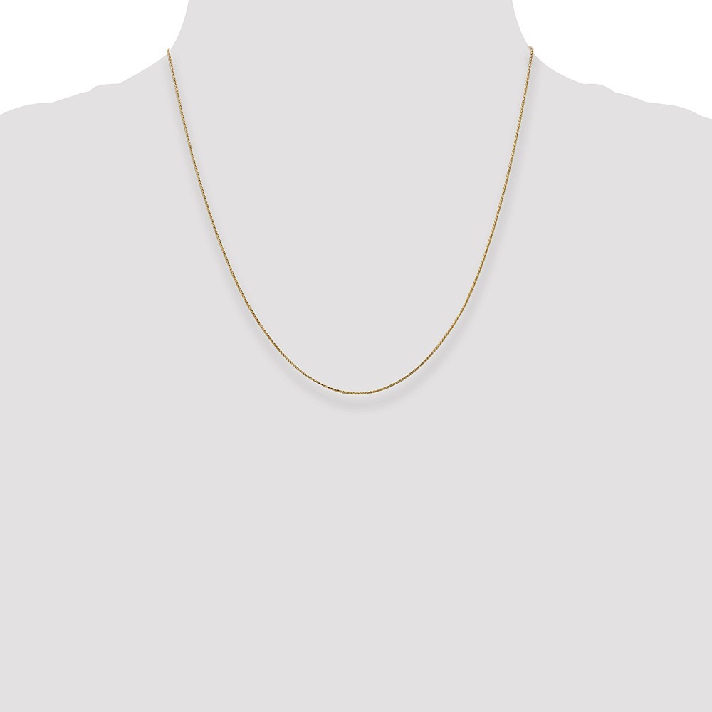 14k Yellow Gold Diamond-Cut 0.65mm Spiga Wheat Pendant Chain Necklace 20 Inch