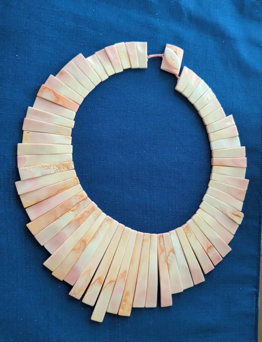Pink Shell Necklace Cleopatra Style Stunning Massive Neck Adornment