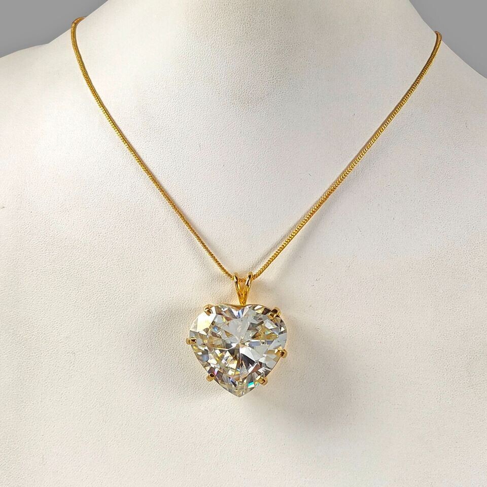 RARE 20 Ct Certified Off White Treated Diamond Solitaire Pendant in 925 Silver