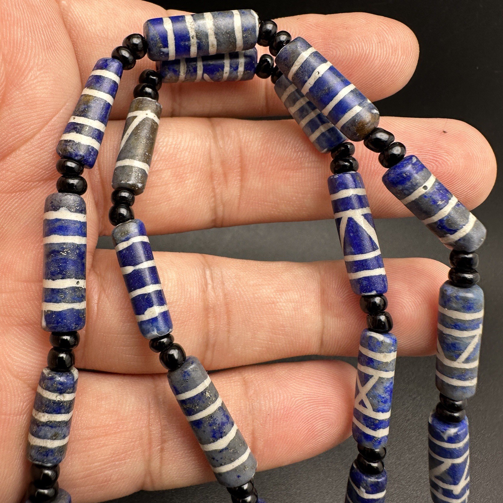 Vintage Rare Natural Lapis Lazuli Beads And Pendant Necklace Rare