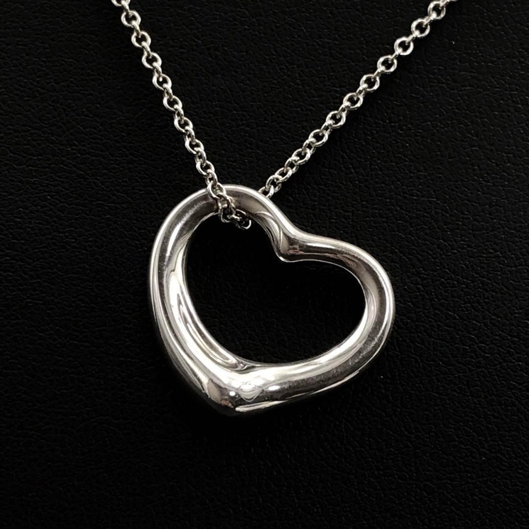 Tiffany & Co. Open Heart Necklace 925 Silver Unisex Pre-Owned 22mm Pendant