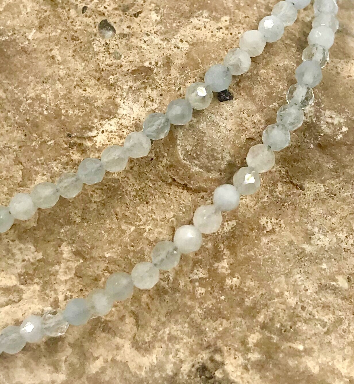 Genuine Aquamarine Beads 925 Silver Necklace Jewelry Women Handmade USA SELLER