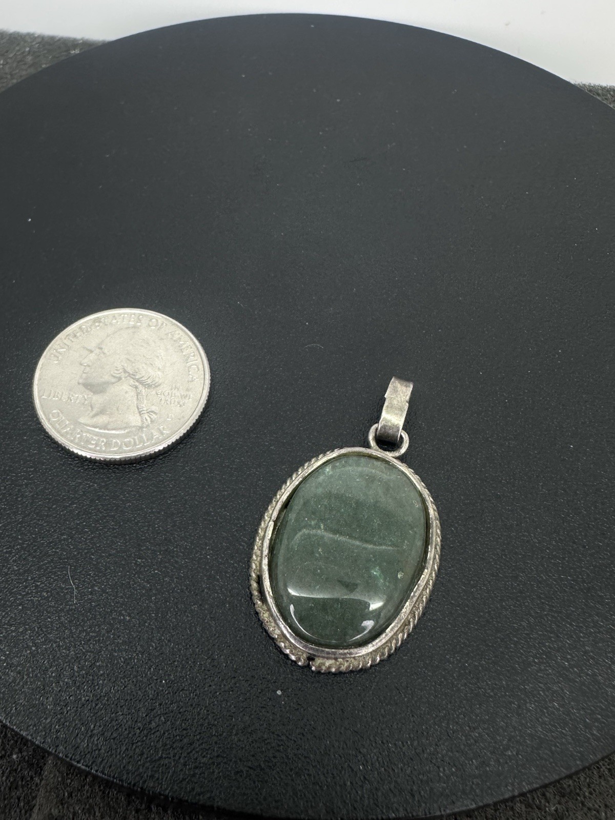 Sterling Silver Stone Pendant Unknown Stone Green
