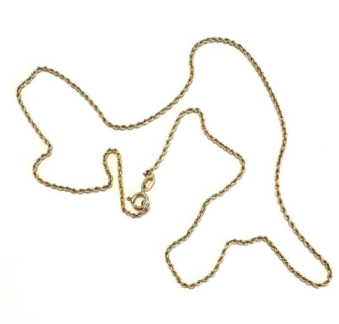 14K YG Gold Rope Neck Chain 16″ Necklace Estate Diamond-cut Sparkle Approx 2mm