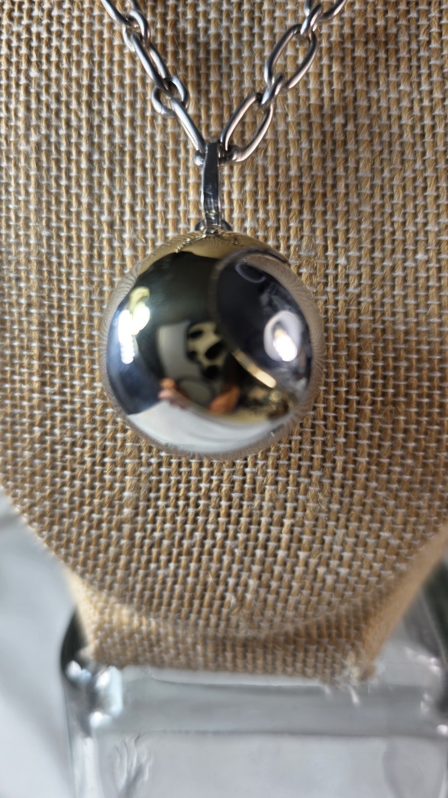 Sterling silver pendent, Harmony chiming ball, gold-filled half moon & star
