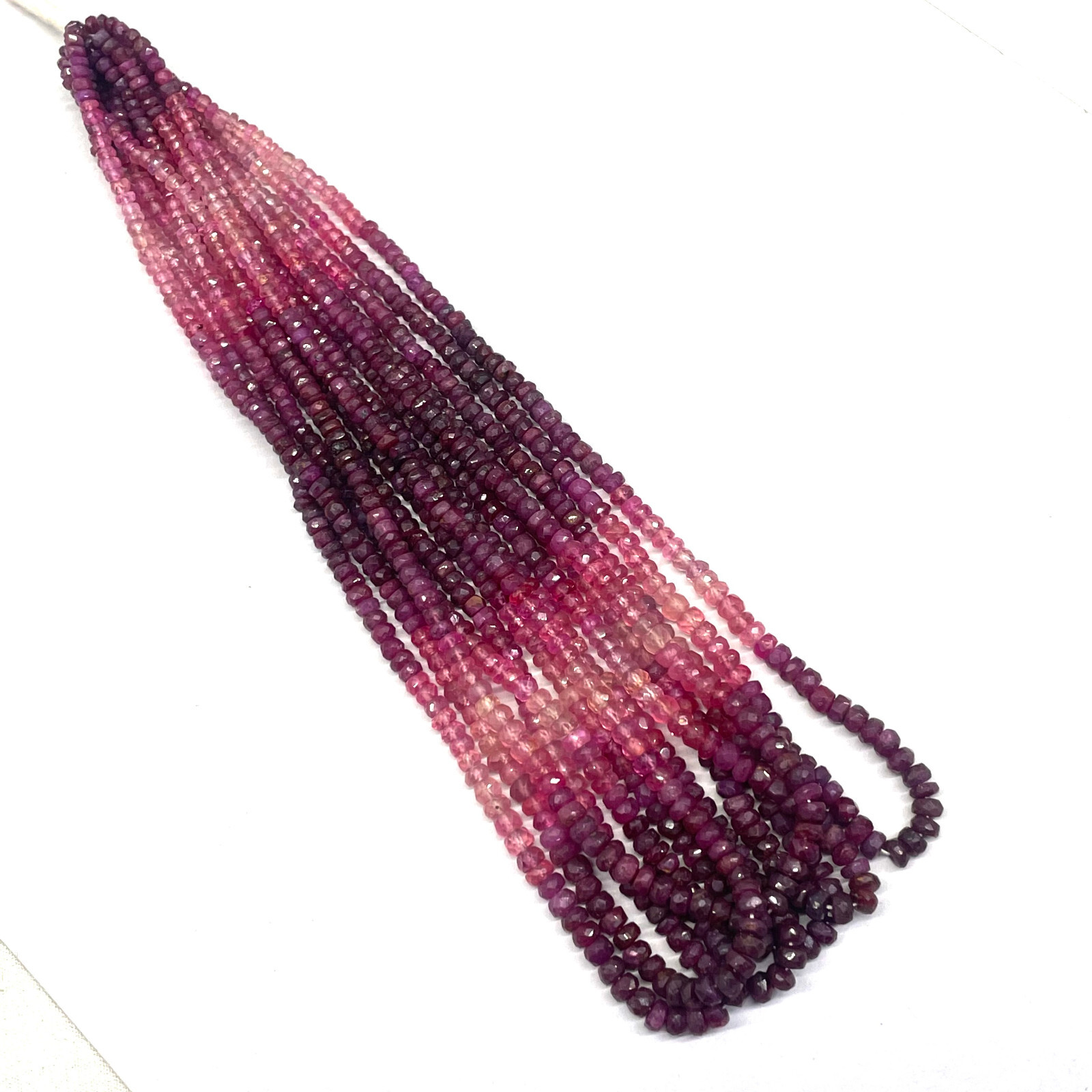 18″ Natural Ruby Necklace 3-4mm Shaded Facetted Beads 925 Silver Clasp