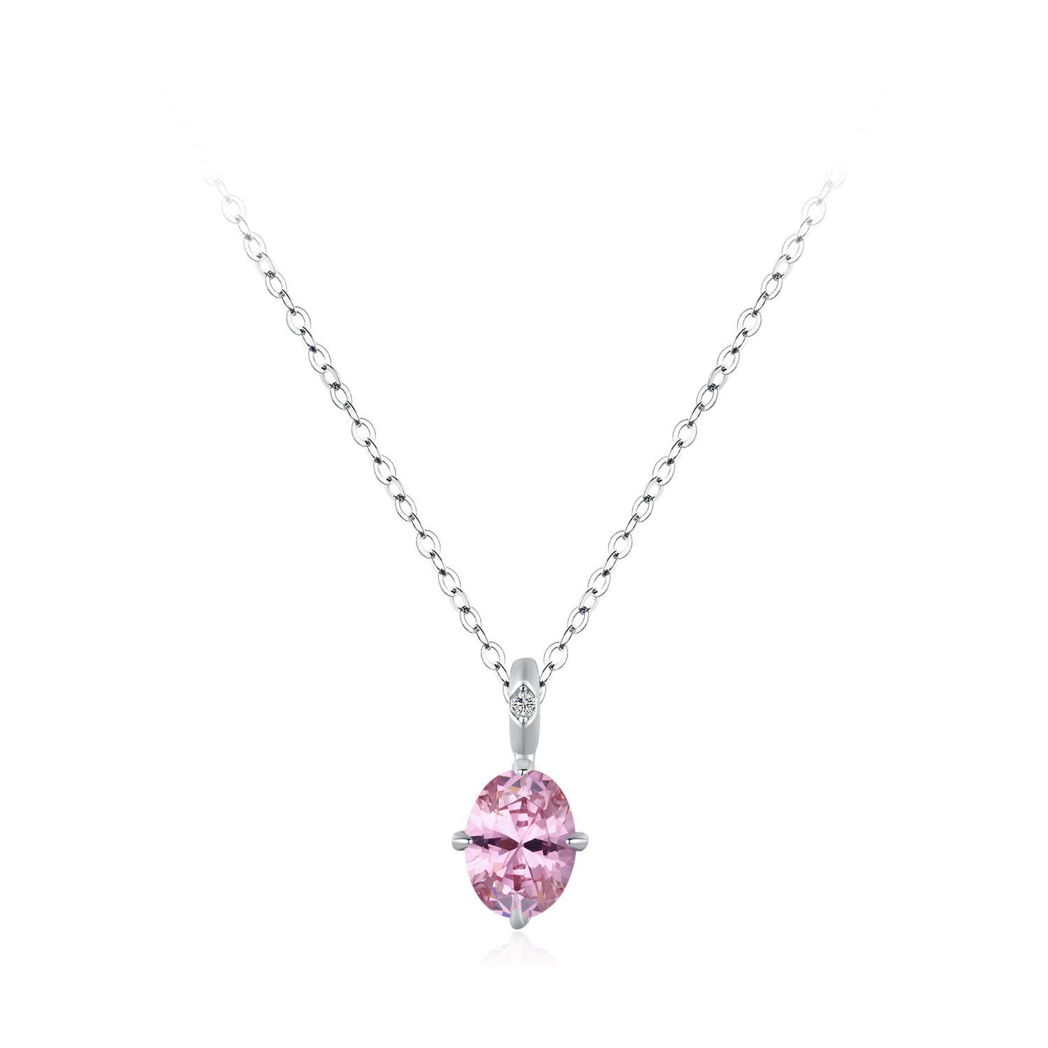 4CT Pink Oval cut Shaped Moissanite Pendant 14K white Gold Plated free chain