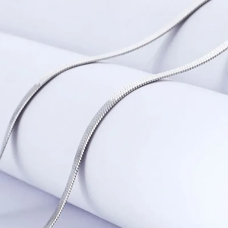 925 Sterling silver 18K Gold 4MM Flat chain Necklace for Women Luxury Fine