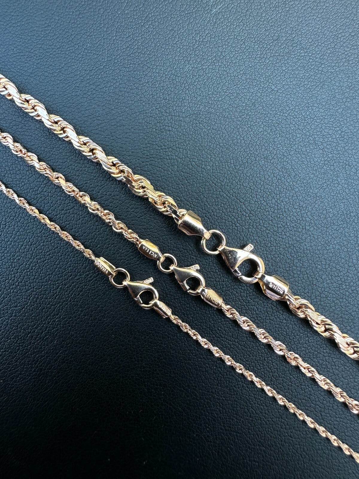 Solid 14k Rose Gold Men’s Women’s Real Rope Chain Necklace 1.5mm-4mm