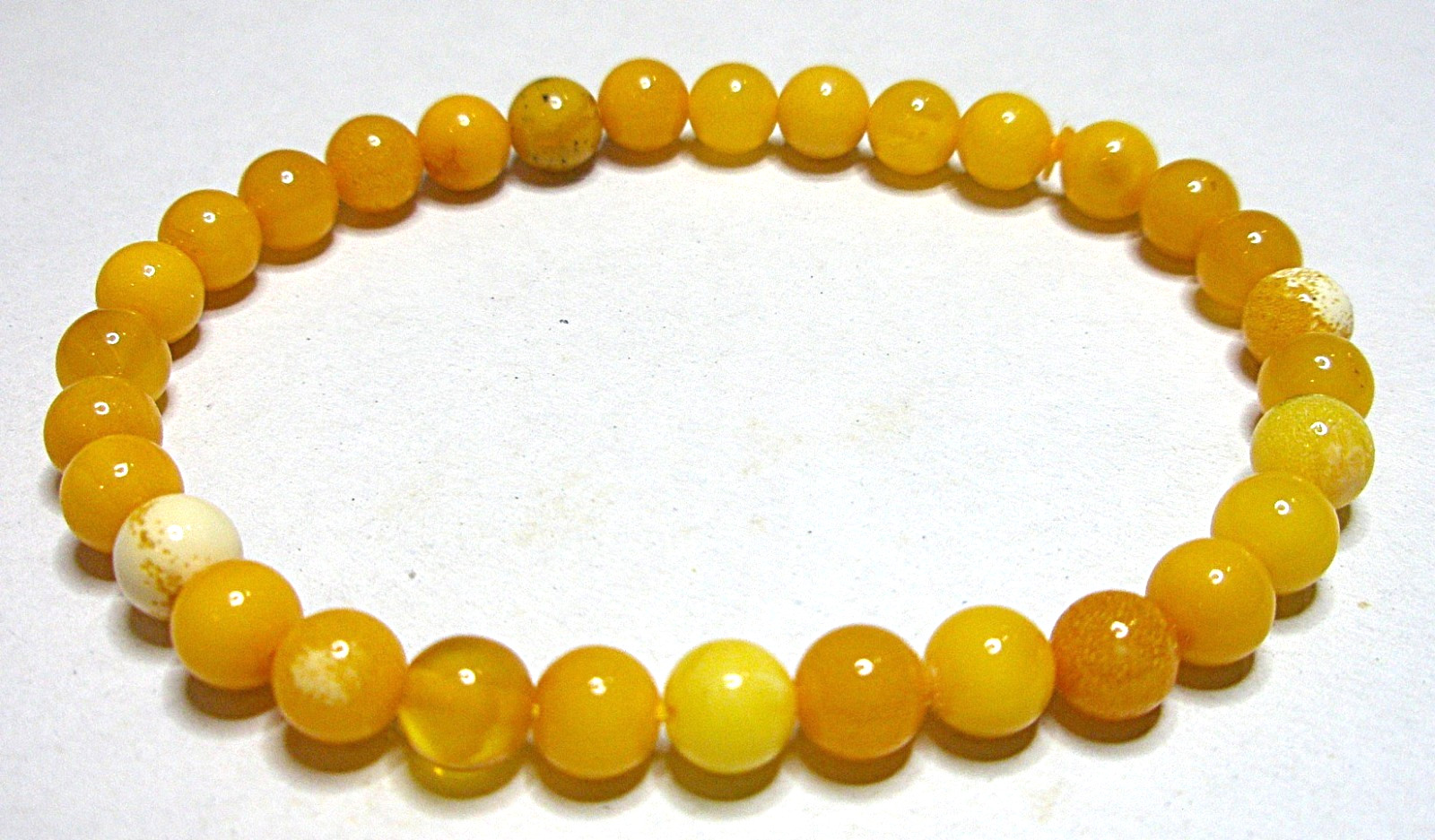 SET Baltic Amber Necklace + Bracelet Polished Round Beads Egg Yolk Butterscotch