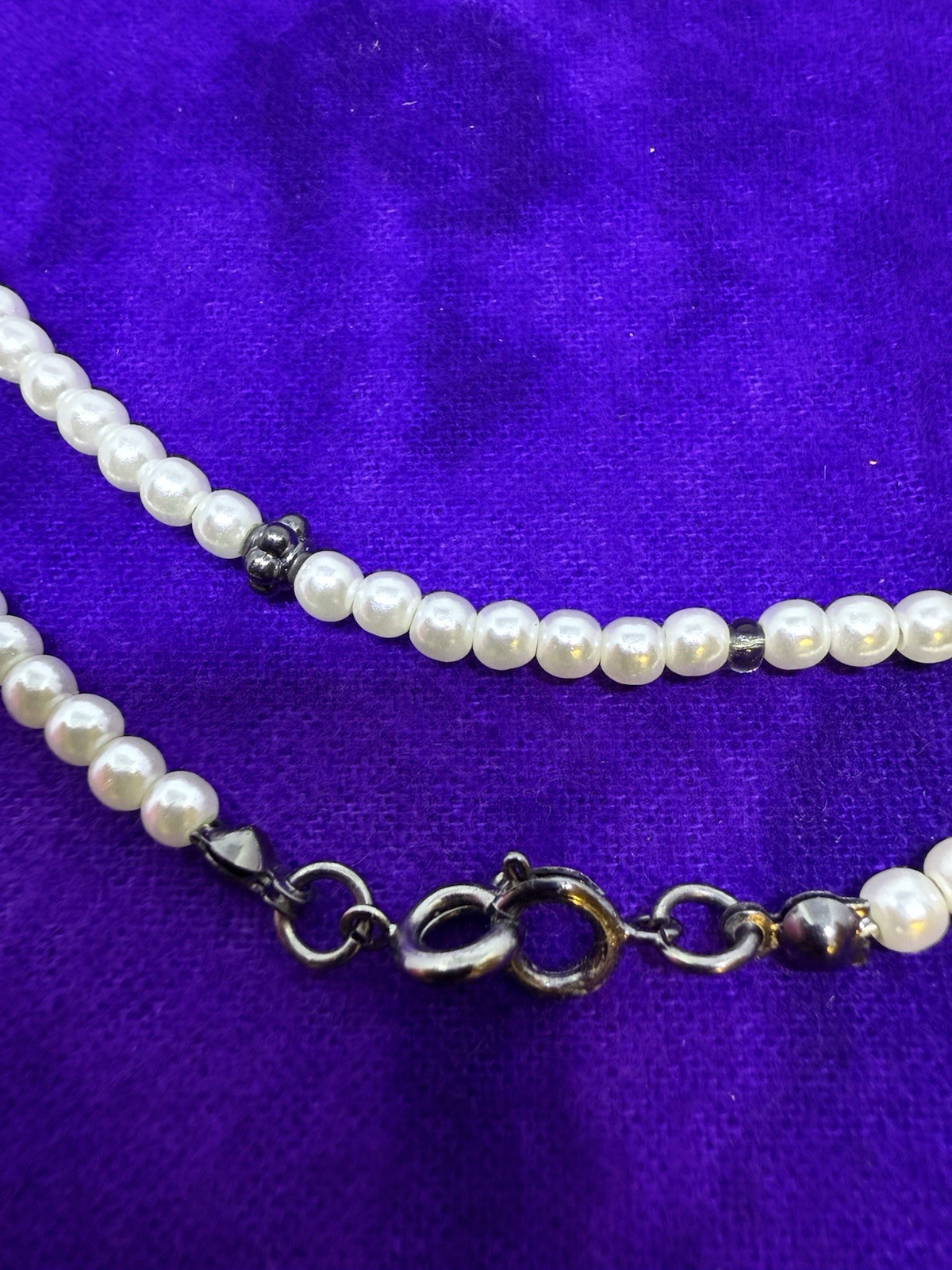 34 Inch Long Small Freshwater Pearl Necklace, Alloy Metal, 1mm Ea. Pearl