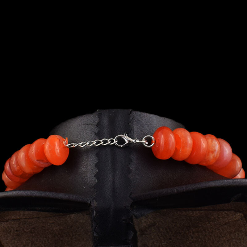 1021 Cts Earth Mined Orange Carnelian Rondelle Beads Womens Necklace JK 31E367