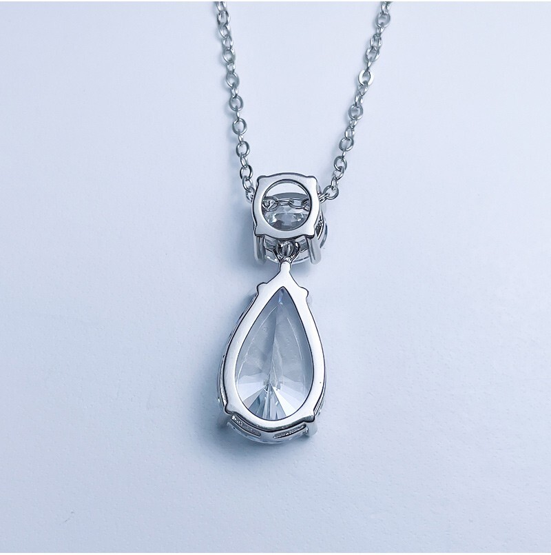 12ct Teardrop Diamond Pendant, 18K Gold Vermeil, Evening Jewelry