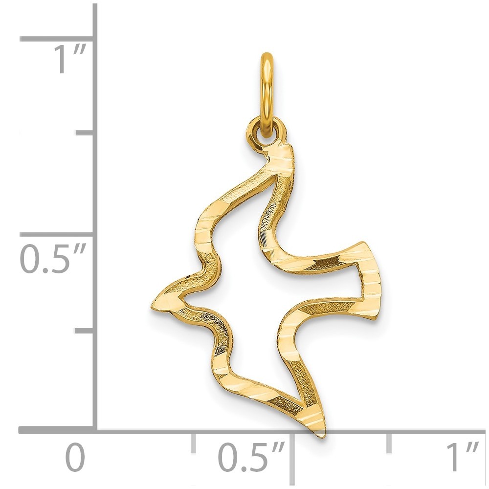 10k Yellow Gold Dove Charm Pendant 0.6gm L-25mm, W-16mm