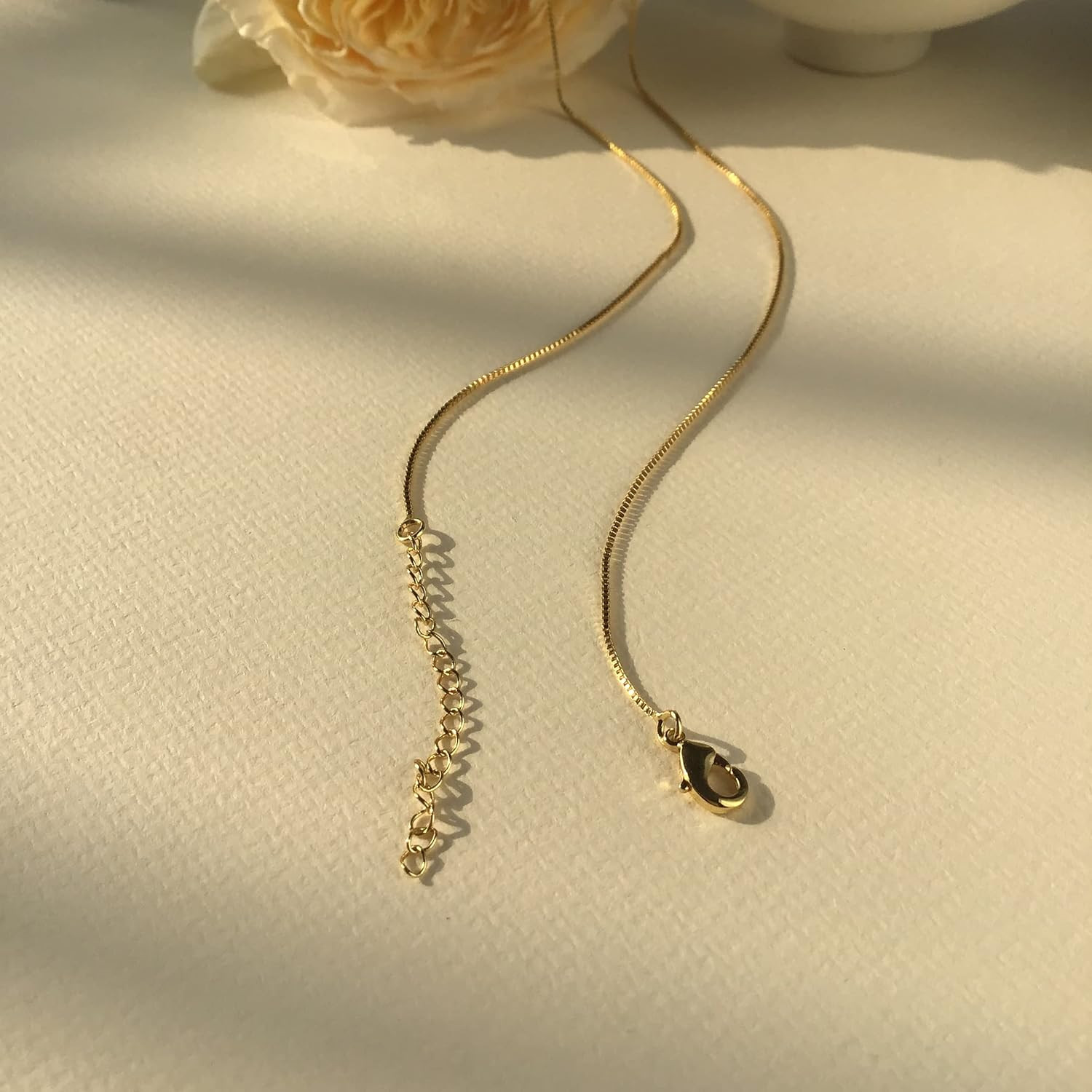 Minimalist Thin Gold Chain 18K Gold Thin Box Chain Necklace Short Small Gold Cha
