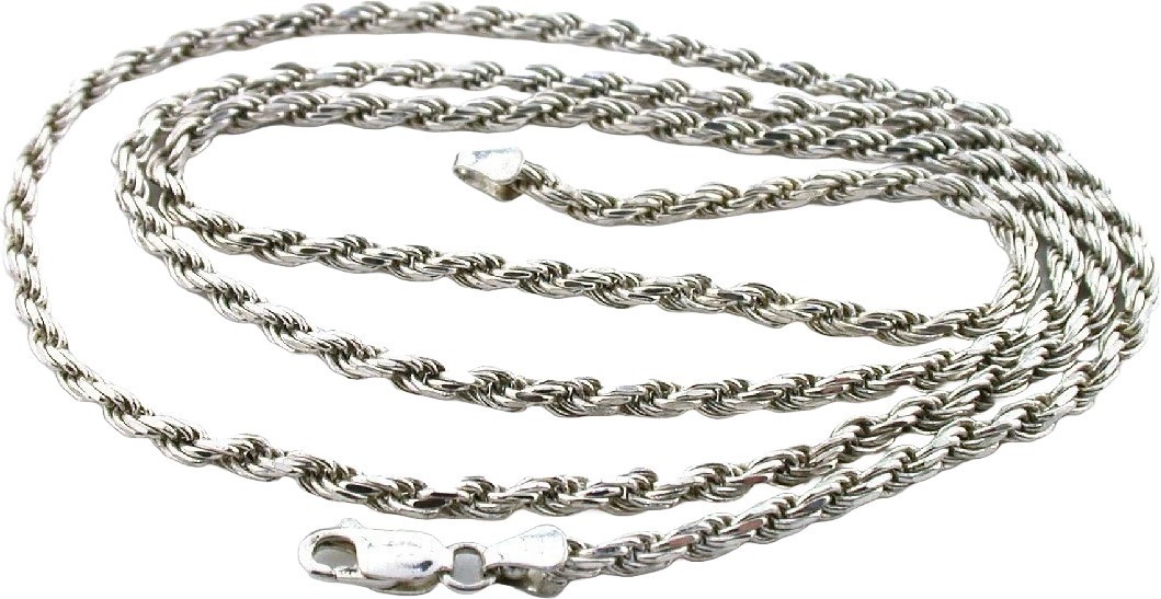 29 1/2 Inch 3mm Pure .925 Solid Sterling Italian Rope Chain Necklace SC10/101925