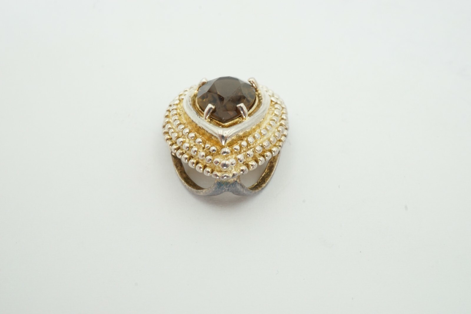 CID Sterling Silver 925 3 Carat Smoky Quartz Teardrop Slide Pendant